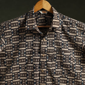 Pedana hand block print natural dyed cotton half sleeve men