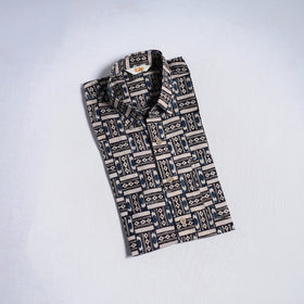 Pedana hand block print natural dyed cotton half sleeve men