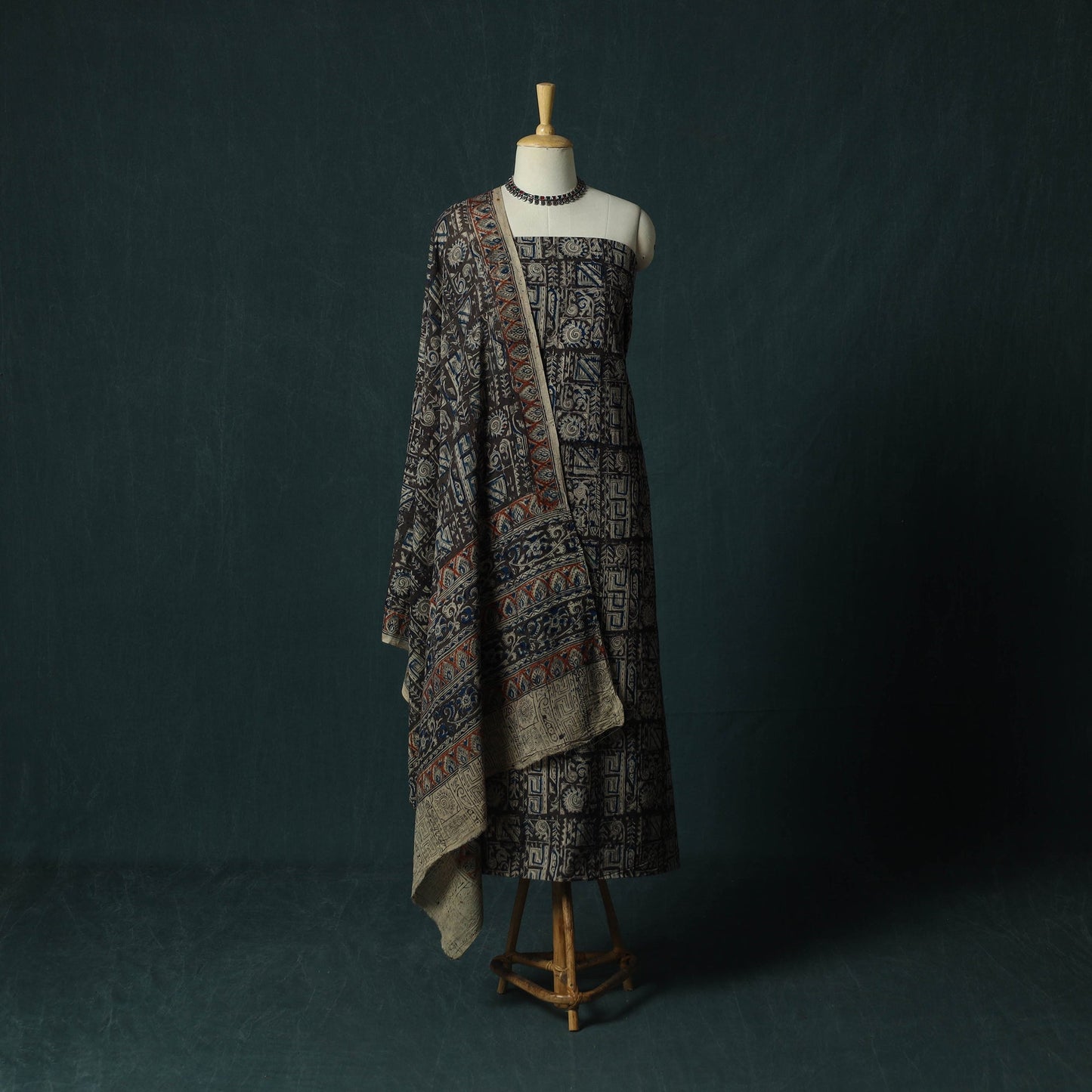 Pedana hand block print natural dyed cotton kalamkari 2pc