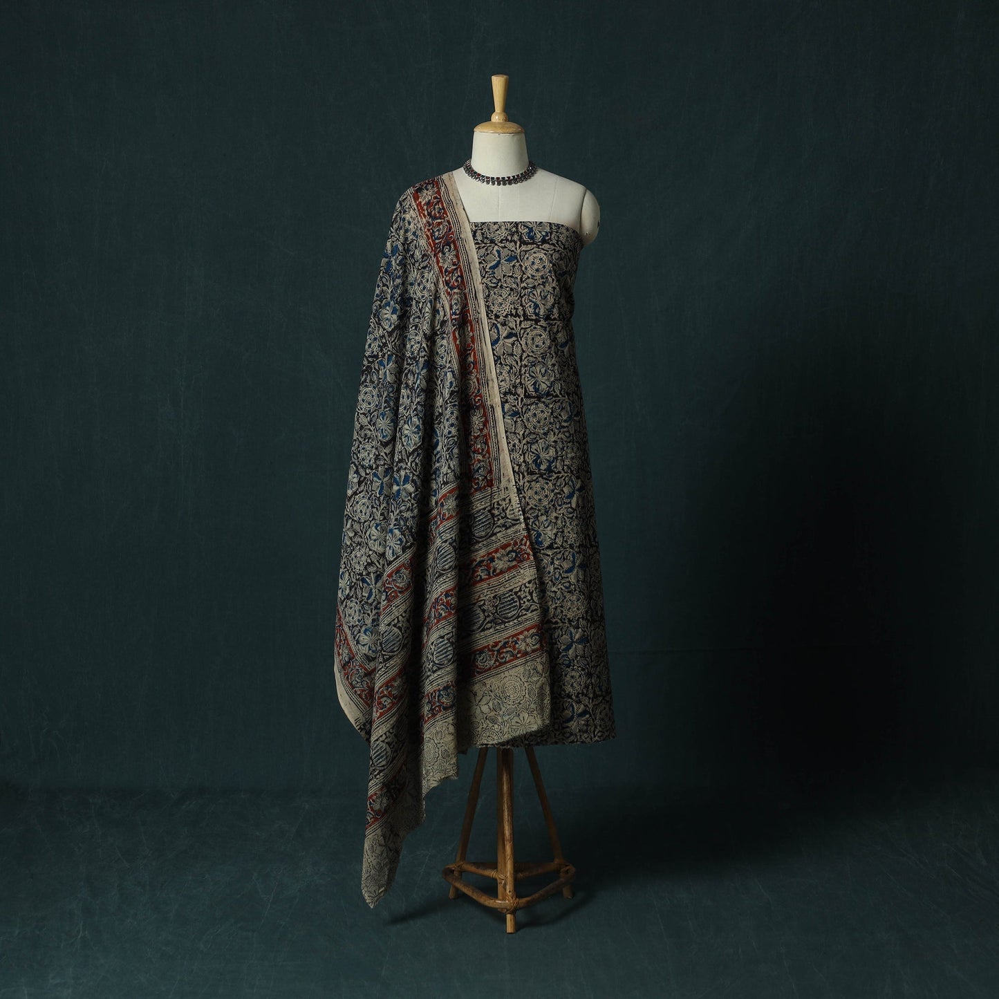 Pedana hand block print natural dyed cotton kalamkari 2pc