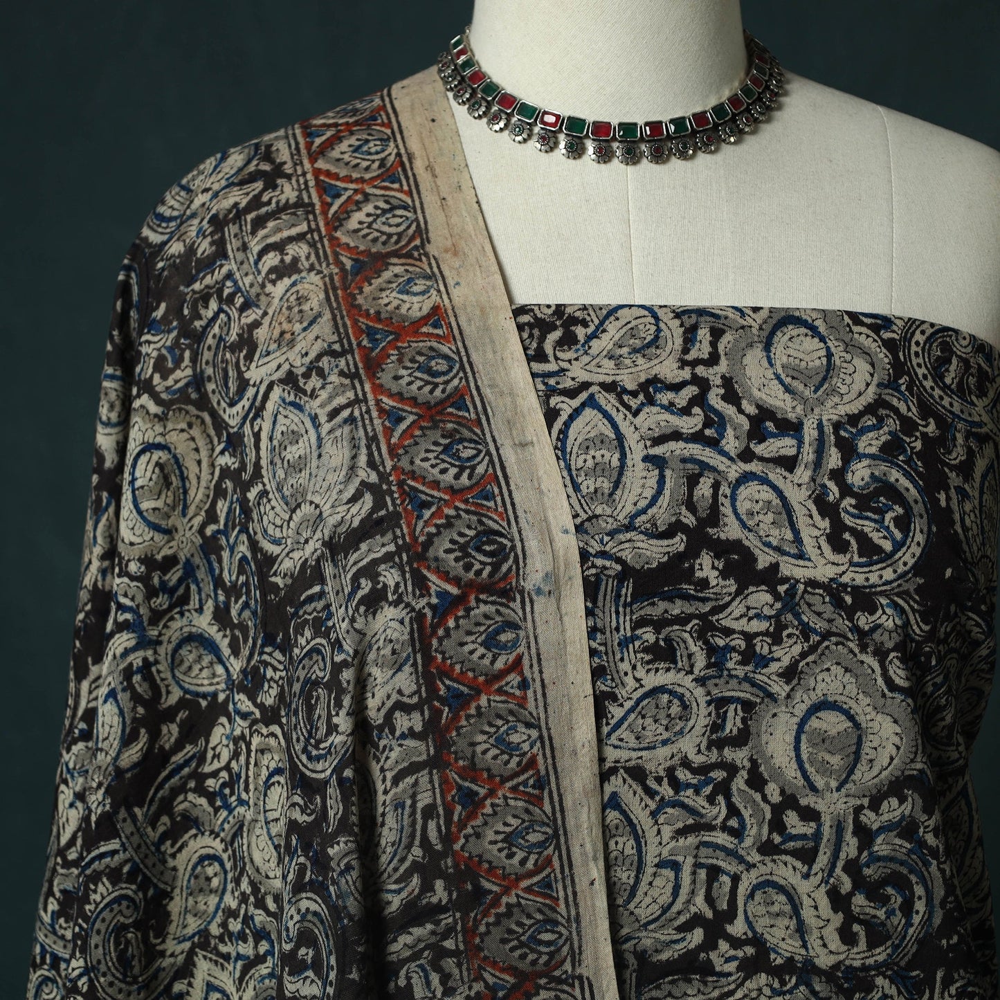 Pedana hand block print natural dyed cotton kalamkari 2pc