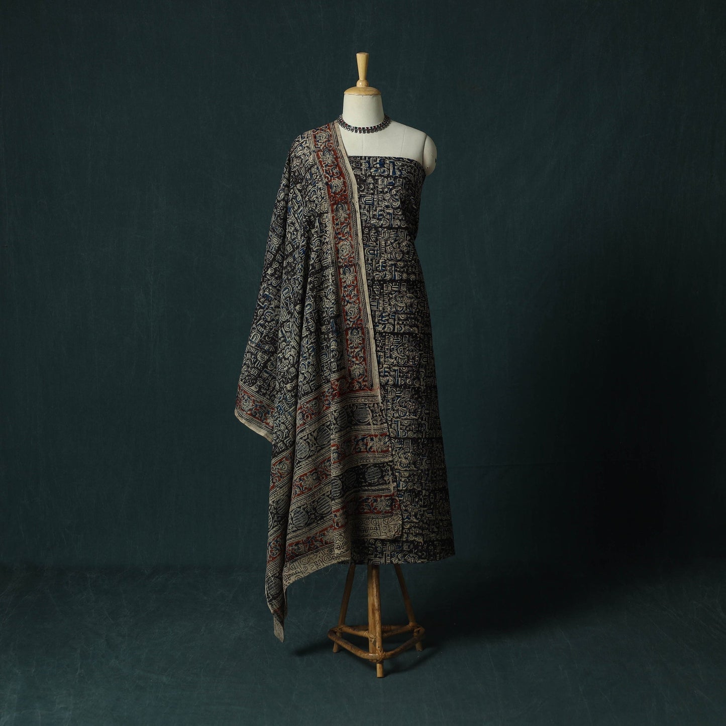 Pedana hand block print natural dyed cotton kalamkari 2pc