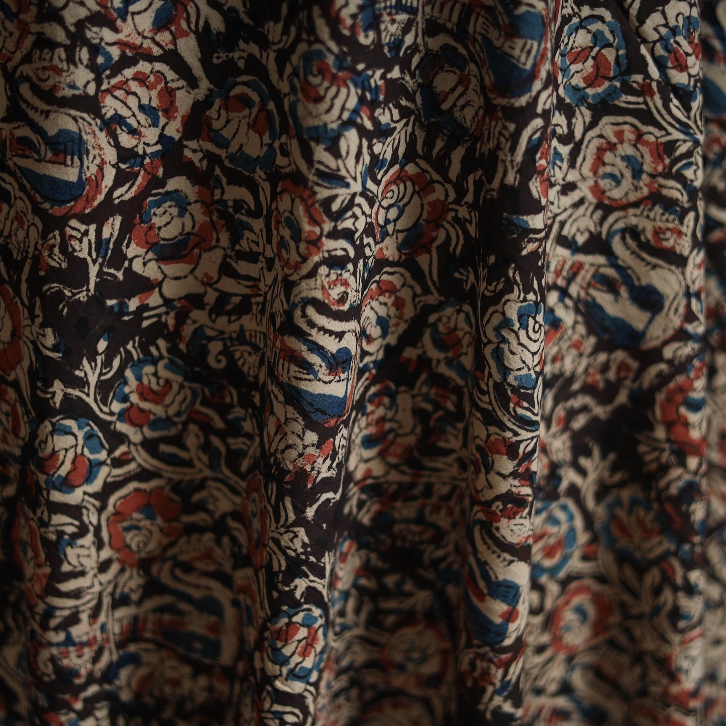 Pedana hand block print natural dyed cotton kalamkari