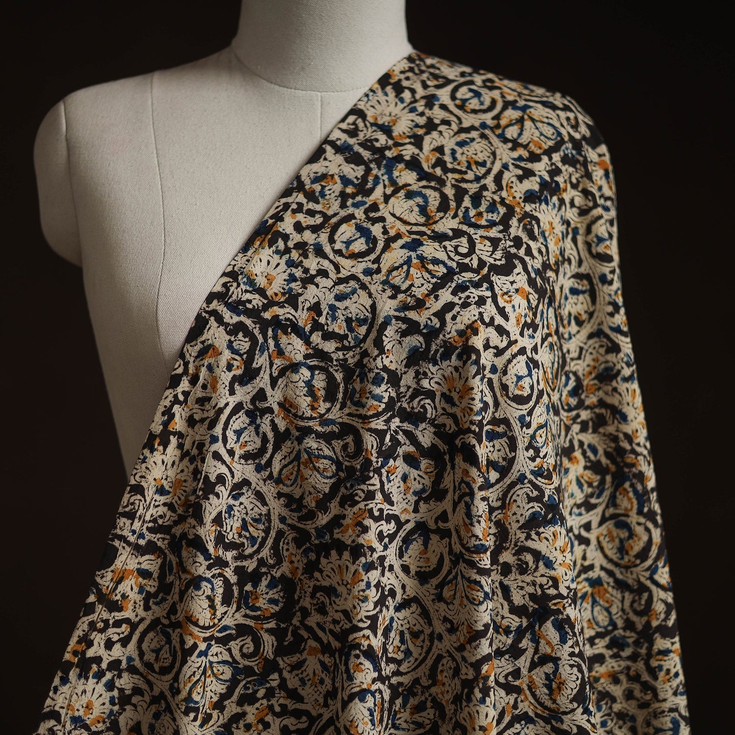 Pedana hand block print natural dyed cotton kalamkari