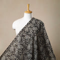 Pedana Hand Block Print Mul Cotton Black Kalamkari Fabric