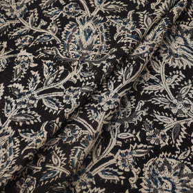 Pedana Hand Block Print Mul Cotton Black Kalamkari Fabric