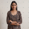 Pedana Kalamkari Block Print Cotton Pintuck Straight Kurta For Women