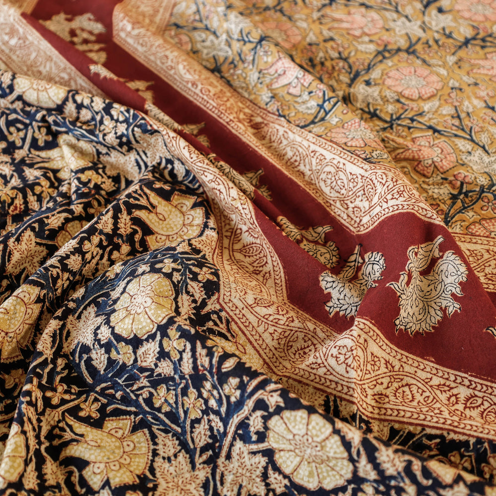 Buy Kalamkari Block Printed Natural Dyed Cotton Double Bedcover Online at iTokri.com