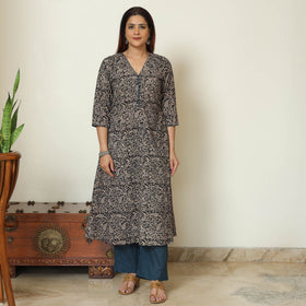 Buy Pedana Kalamkari Block Printed Cotton Kurta with Palazzo & Dupatta Set 12 Online at iTokri.com