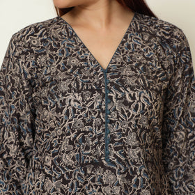  Pedana Kalamkari Block Printed Cotton Kurta with Palazzo & Dupatta Set 11 Online at iTokri.com