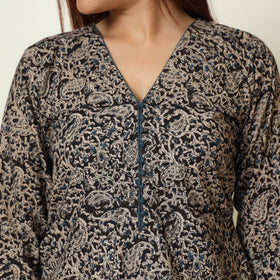 Buy Pedana Kalamkari Block Printed Cotton Kurta with Palazzo & Dupatta Set 12 Online at iTokri.com