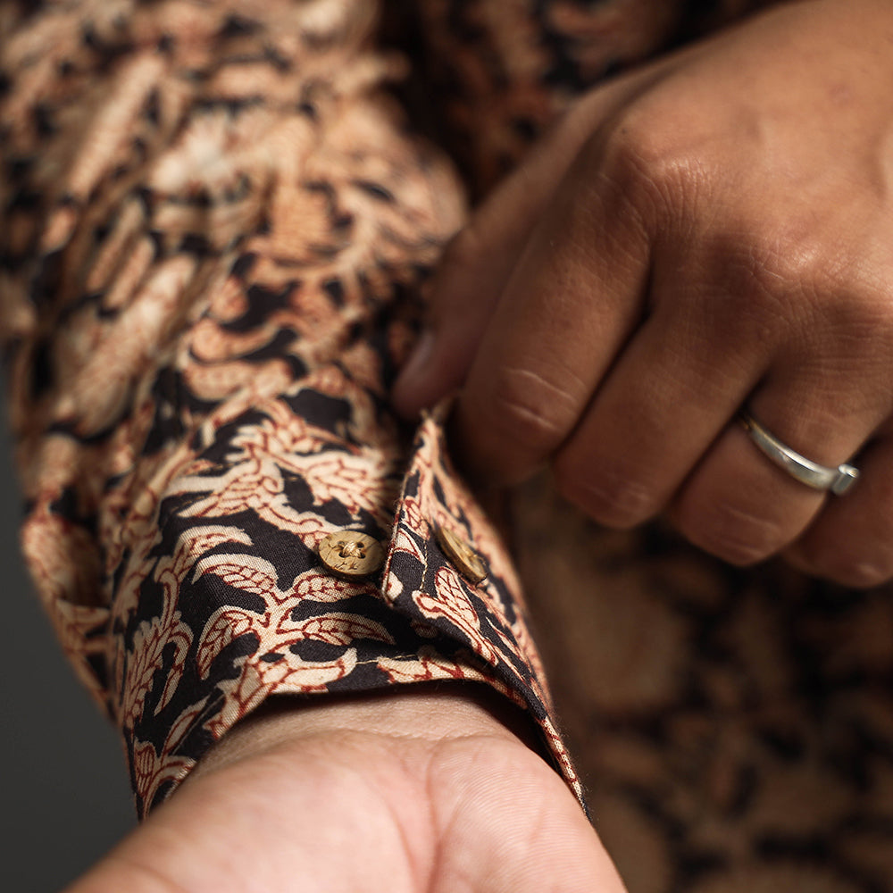 Pedana Kalamkari Block Printed Cotton Men Full Sleeve Shirt