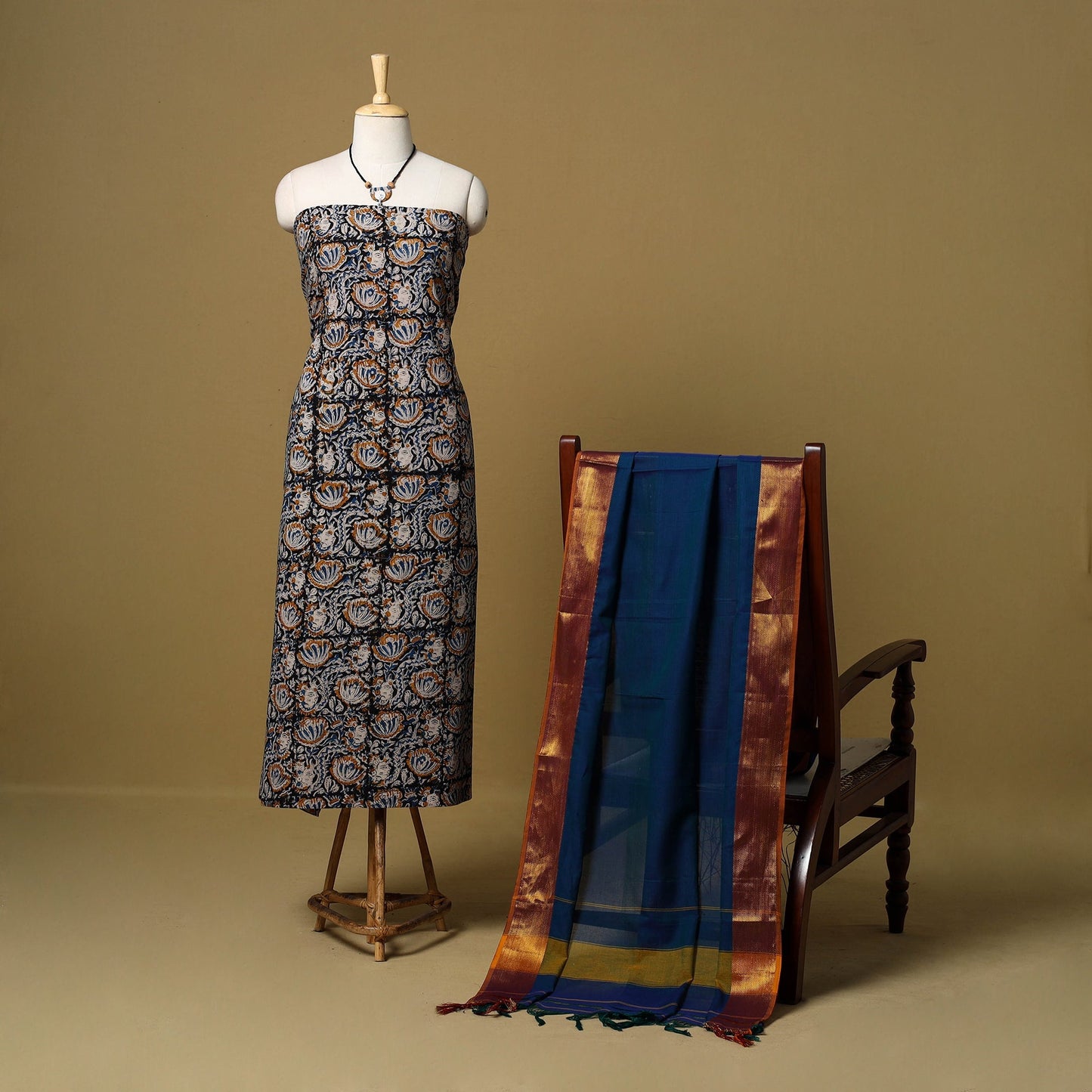 Pedana kalamkari cotton 2pc unstitched dress material