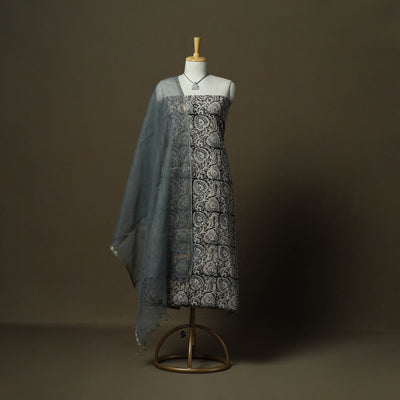 Pedana kalamkari hand block print natural dyed cotton 2pc