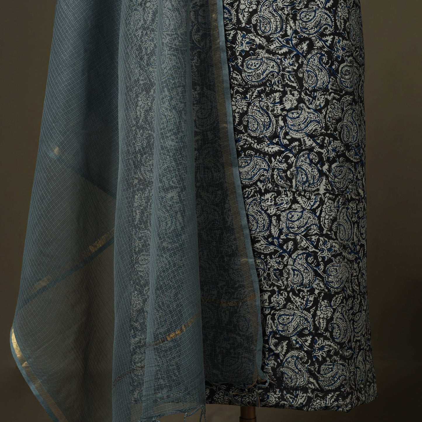 Pedana kalamkari hand block print natural dyed cotton 2pc