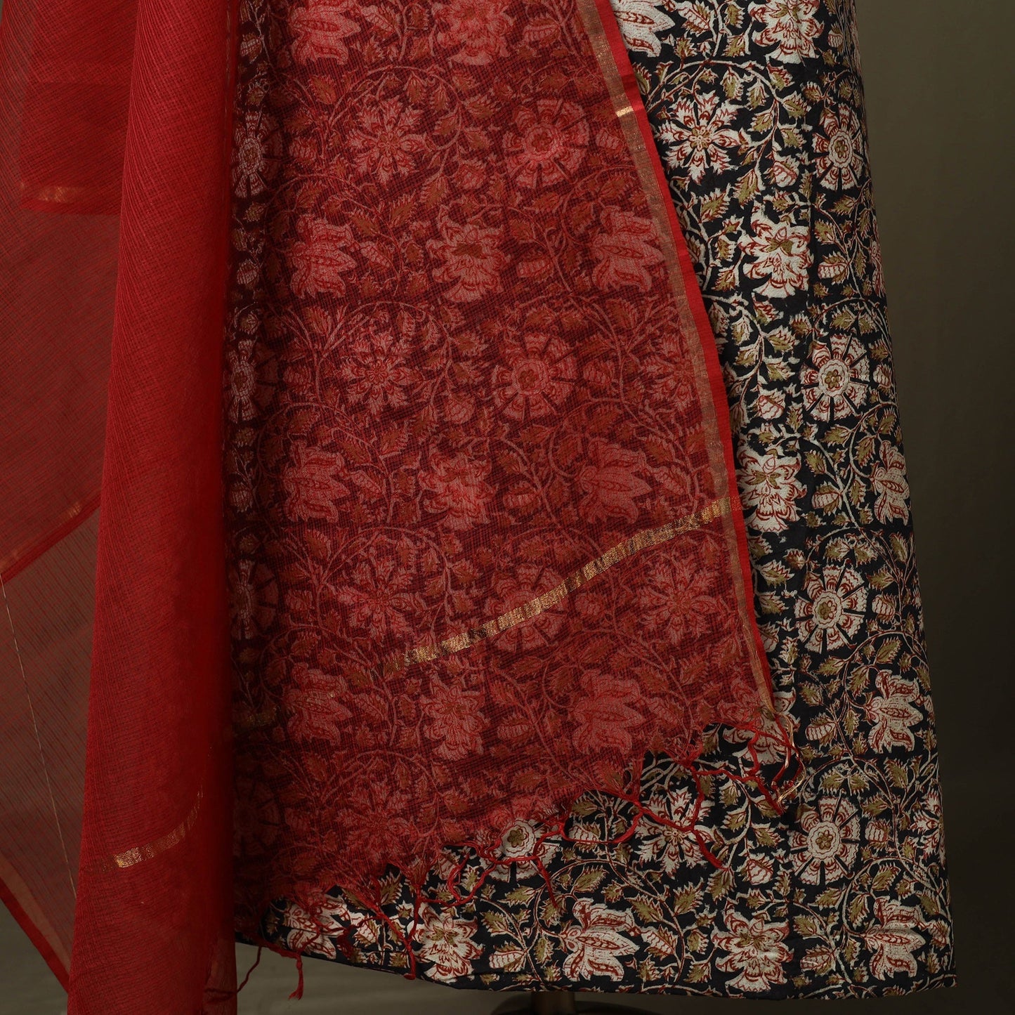 Pedana kalamkari hand block print natural dyed cotton 2pc