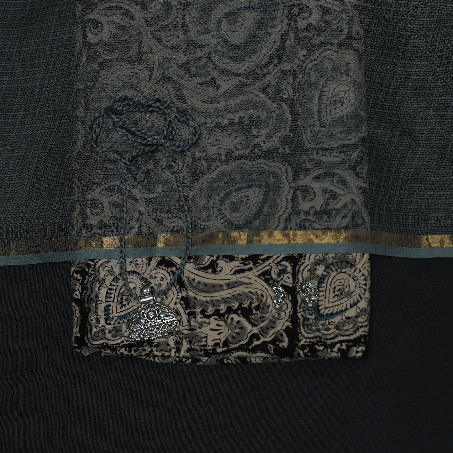 Pedana kalamkari hand block print natural dyed cotton 2pc