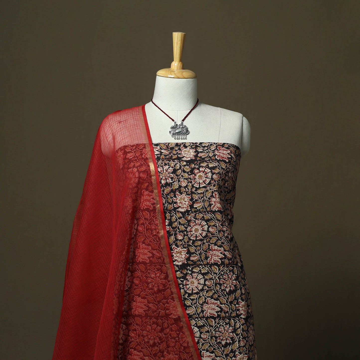 Pedana kalamkari hand block print natural dyed cotton 2pc