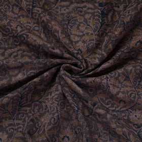 Black  Pedana Kalamkari Block Printing Handwoven Merino Wool Fabric 