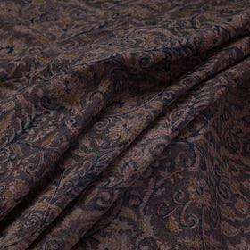 Black  Pedana Kalamkari Block Printing Handwoven Merino Wool Fabric 