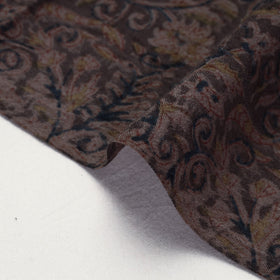 Black  Pedana Kalamkari Block Printing Handwoven Merino Wool Fabric 