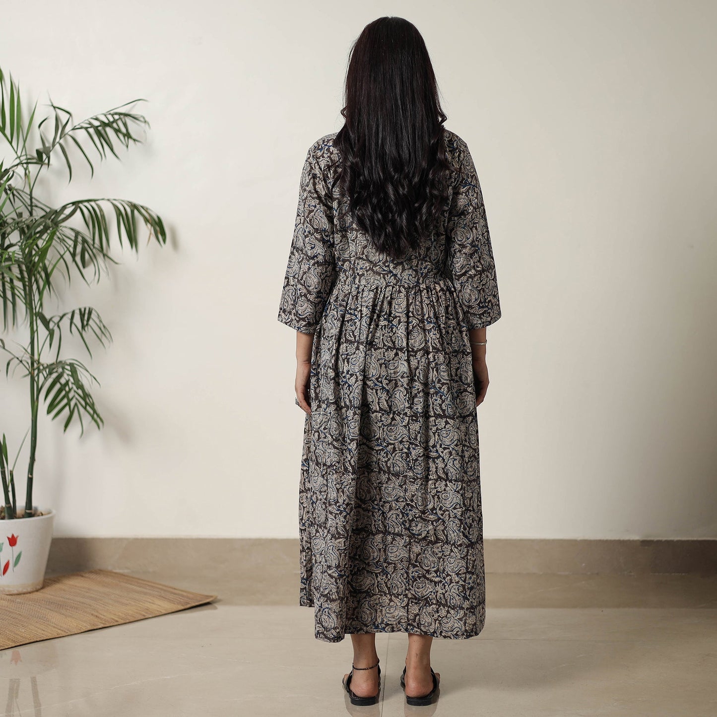 Buy Pedana Kalamkari Block Printed Cotton Flared Dress 08 Online at iTokri.com