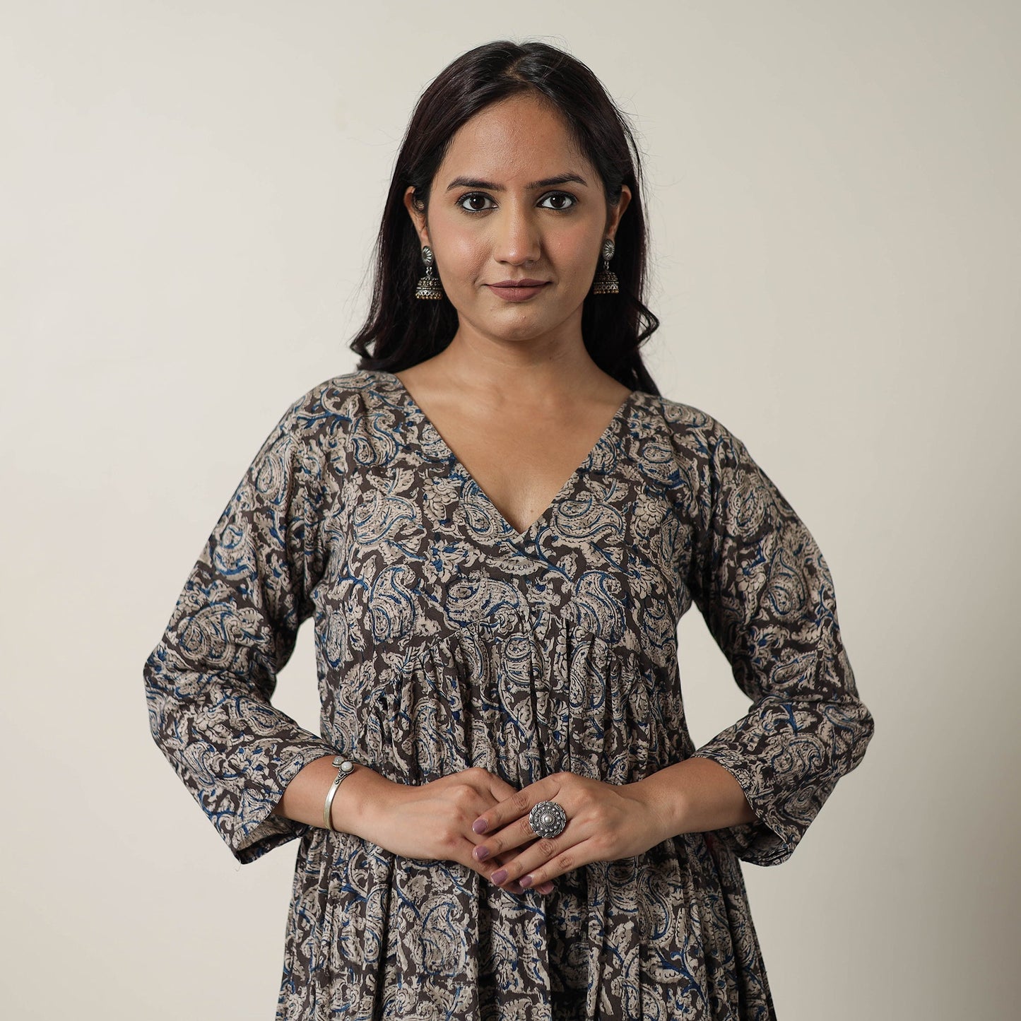 Buy Pedana Kalamkari Block Printed Cotton Flared Dress 08 Online at iTokri.com