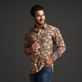 Pedana Kalamkari Block Printed Cotton Men Full Sleeve Shirt