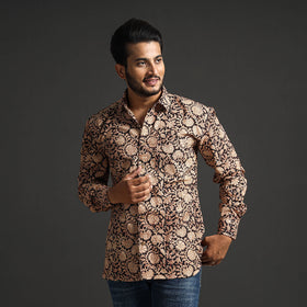 Pedana Kalamkari Block Printed Cotton Men Full Sleeve Shirt