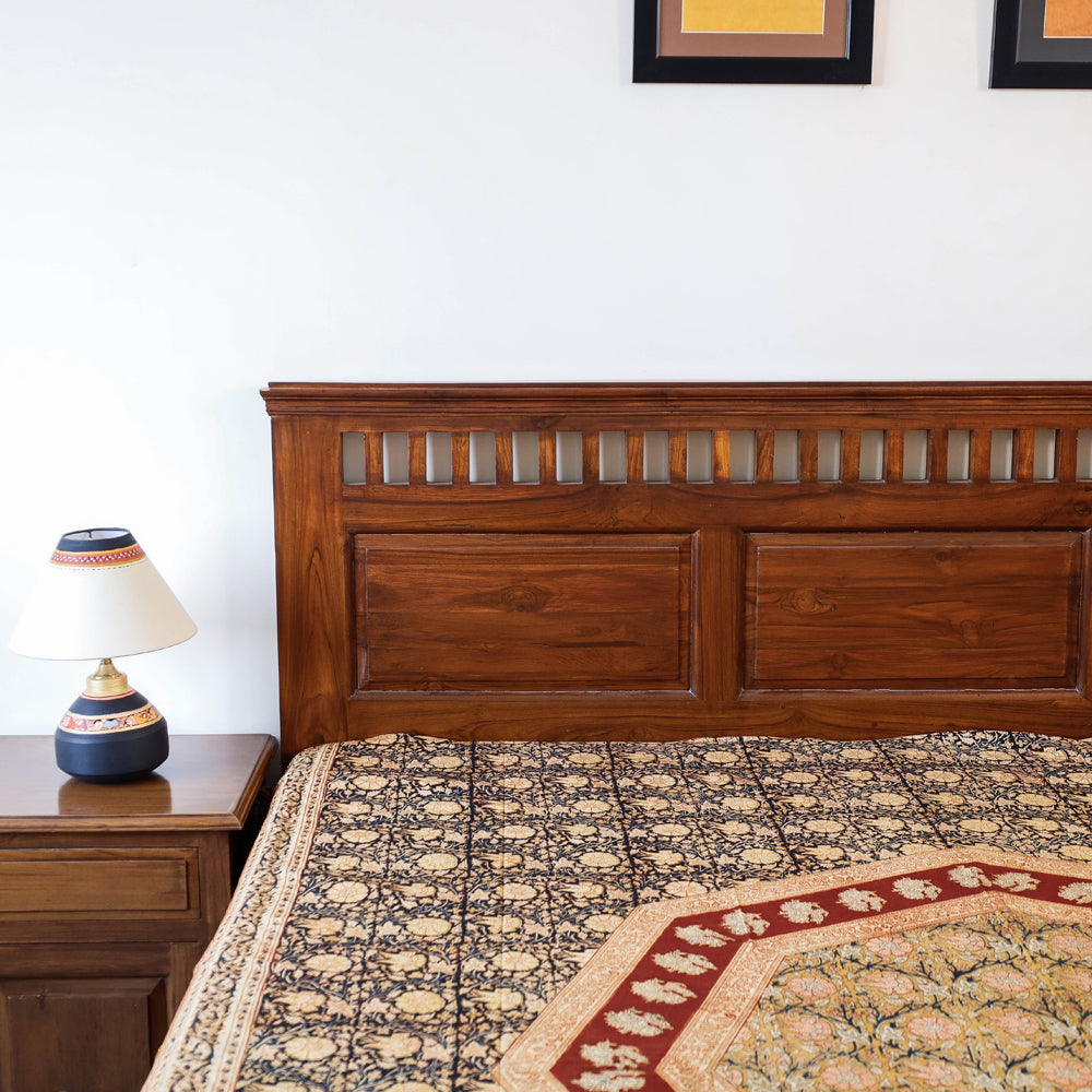 Buy Kalamkari Block Printed Natural Dyed Cotton Double Bedcover Online at iTokri.com