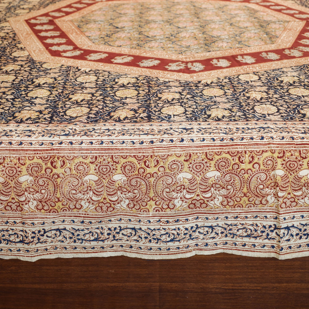 Buy Kalamkari Block Printed Natural Dyed Cotton Double Bedcover Online at iTokri.com