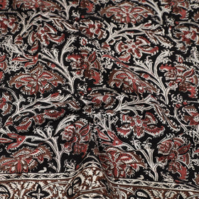 Black Pedana Kalamkari Block Printed Natural Dyed Cotton Scarf