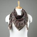 Black Pedana Kalamkari Block Printed Natural Dyed Cotton Scarf