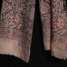 Black - pedana kalamkari wool stole 13 - handcrafted