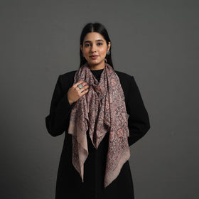 Black - pedana kalamkari wool stole 13 - handcrafted