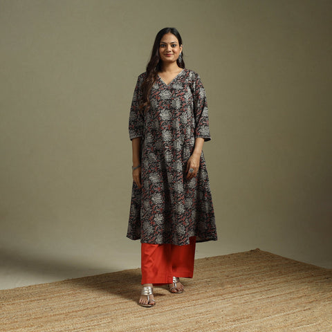 Black - pedana natural dyed cotton hand embroidery a-line