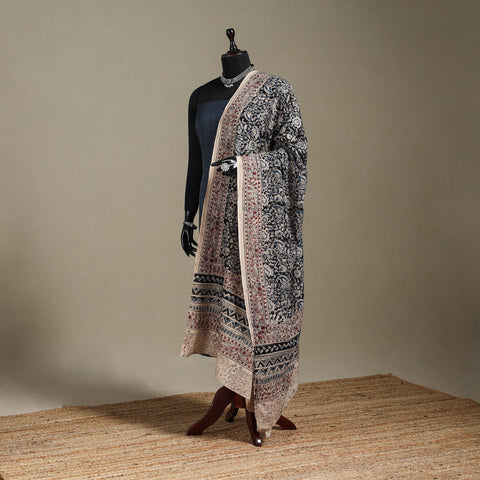 Black - pedana natural dyed cotton kalamkari dupatta 01