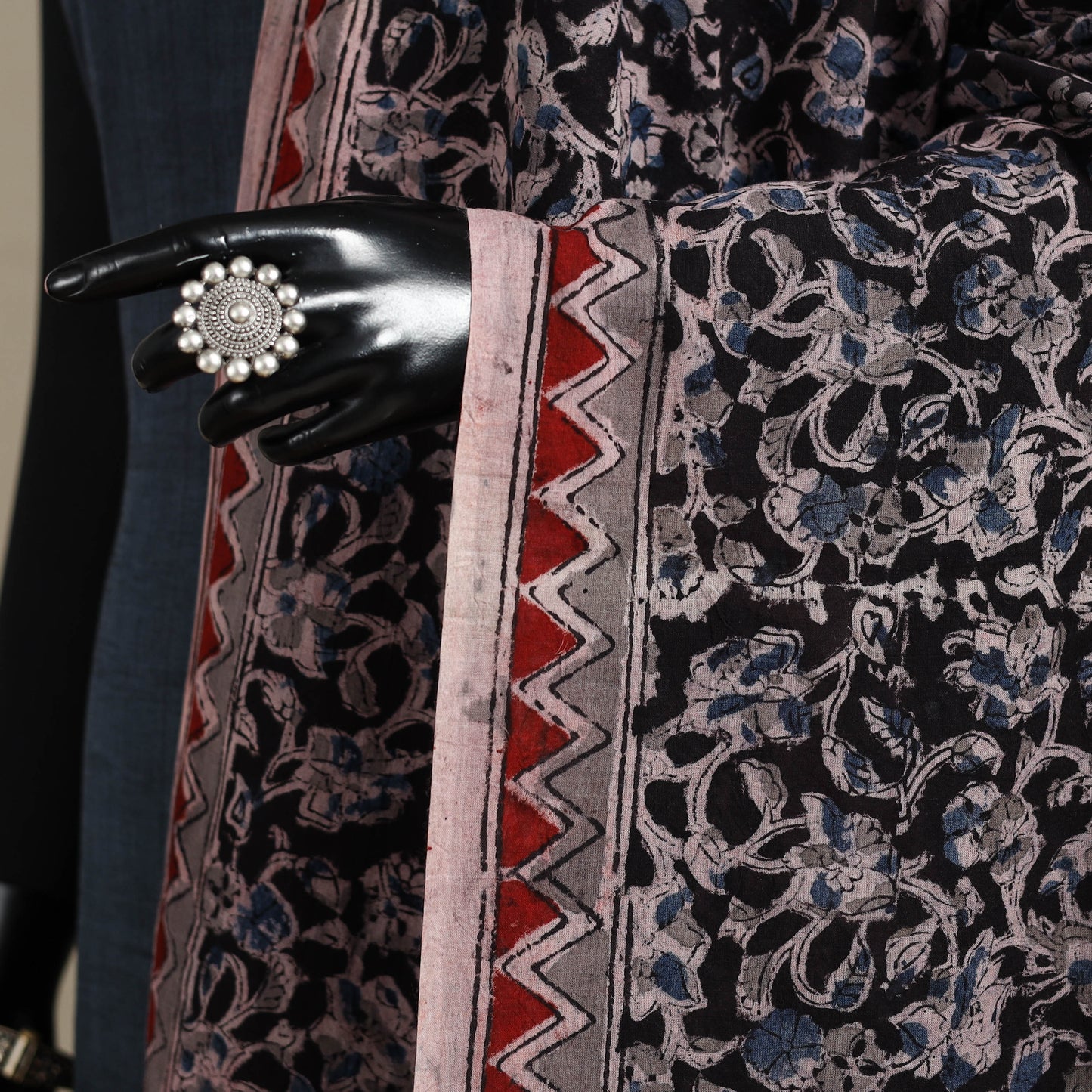 Black - pedana natural dyed cotton kalamkari dupatta 11