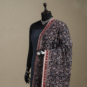 Black - pedana natural dyed cotton kalamkari dupatta 11