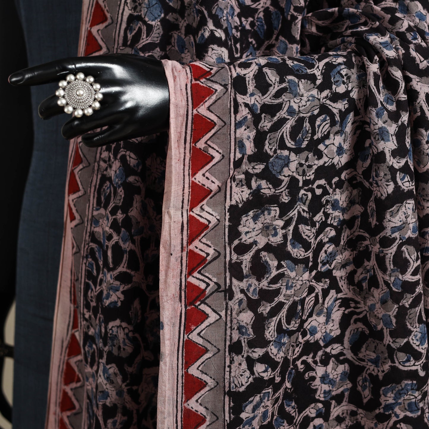 Black - pedana natural dyed cotton kalamkari dupatta 20