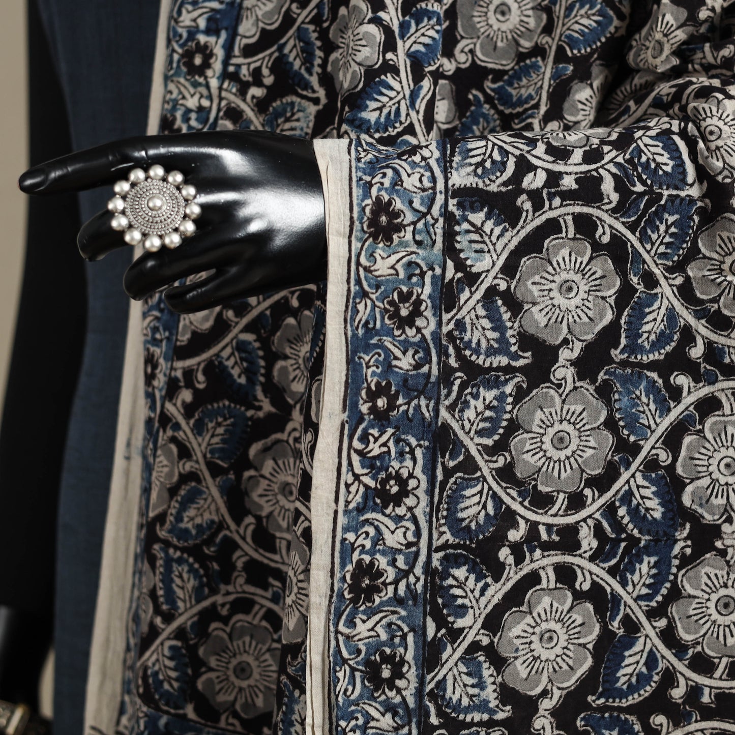 Black - pedana natural dyed cotton kalamkari dupatta 23