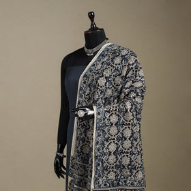 Black - pedana natural dyed cotton kalamkari dupatta 23