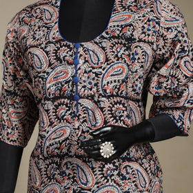 Black - pedana natural dyed cotton short kalamkari kurta 04