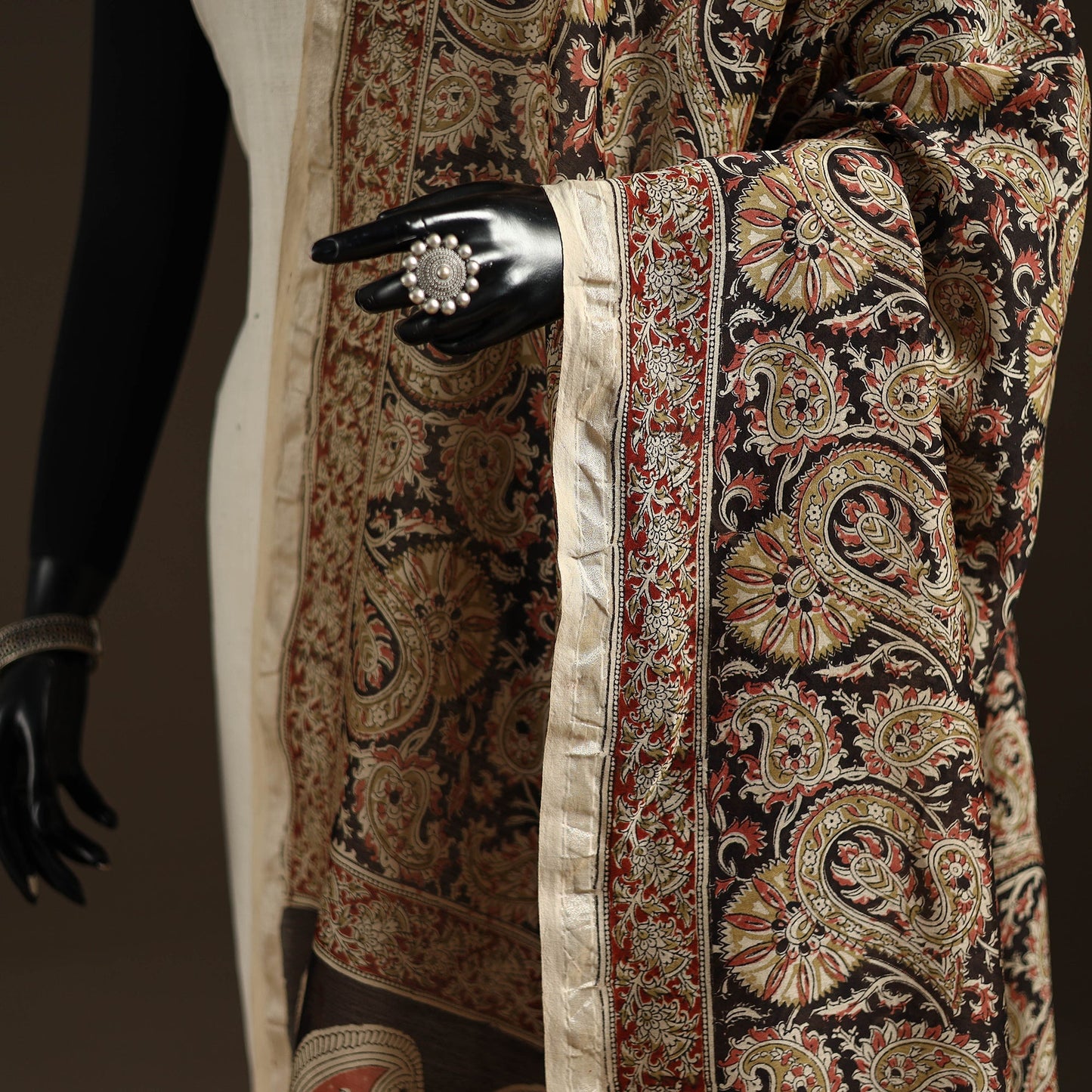 Orange - pedana natural dyed hand kalamkari dupatta