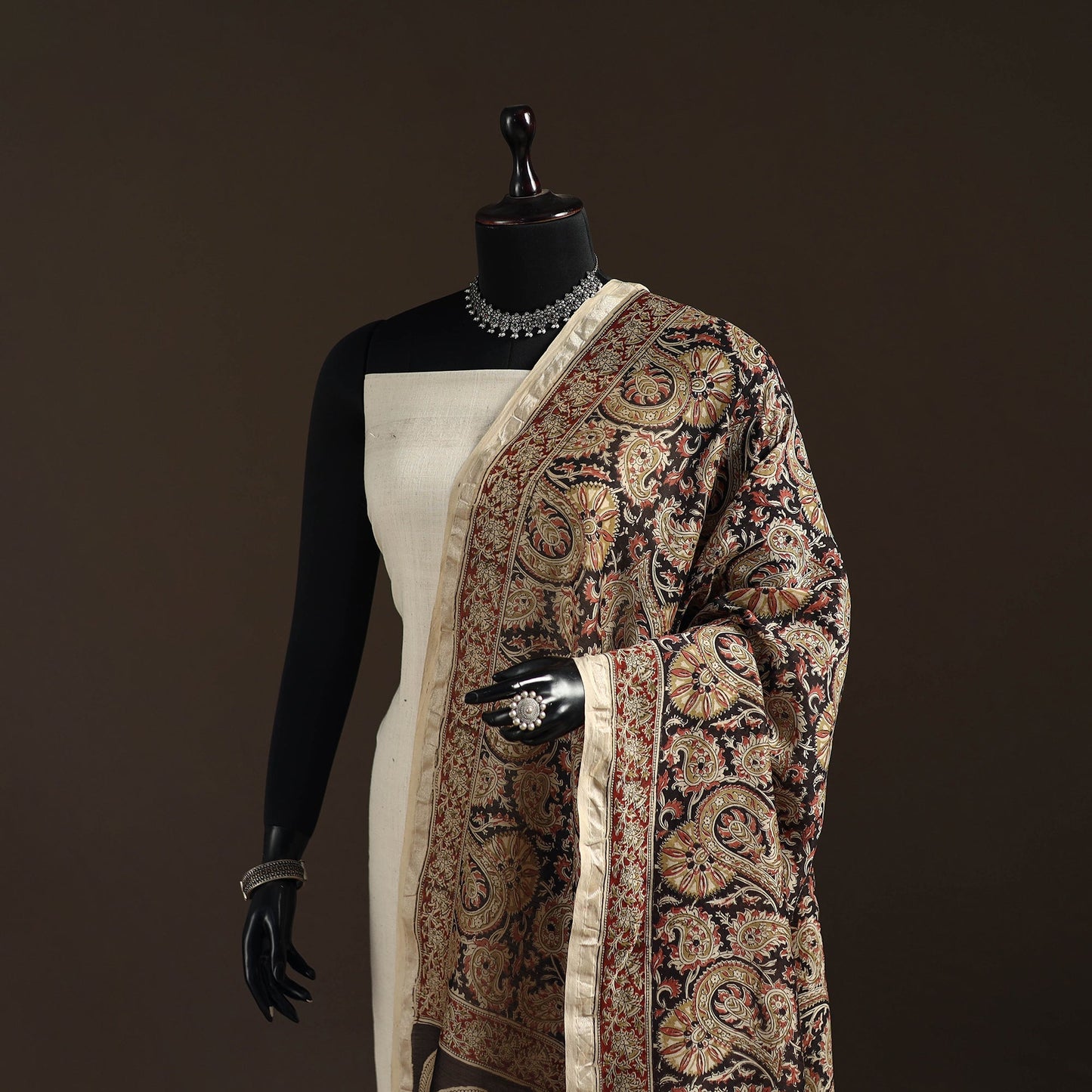 Orange - pedana natural dyed hand kalamkari dupatta