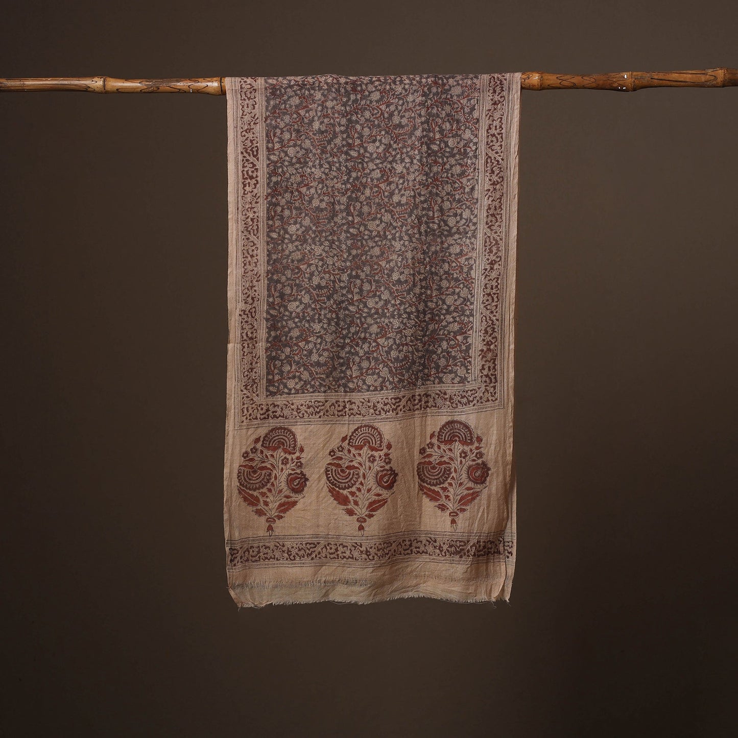 Pedana natural dyed hand wool kalamkari stole 01