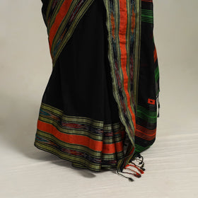 Black - Phulia Handloom Cotton Saree with Thread Buti 16