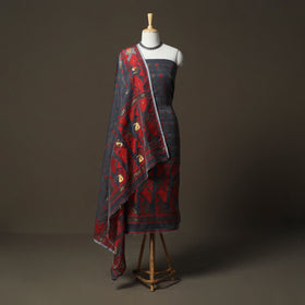 Phulia jamdani silk cotton 2pc unstitched dress material 08