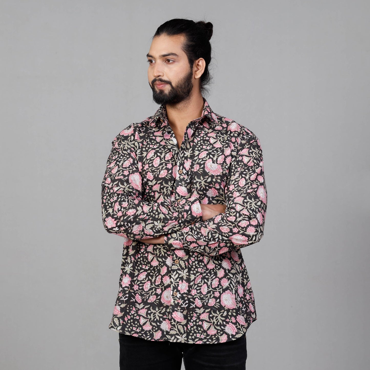  Sanganeri Block Printing Cotton Men Full Sleeve Shirt 