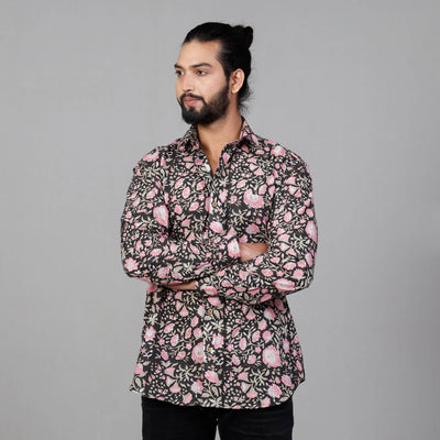  Sanganeri Block Printing Cotton Men Full Sleeve Shirt 